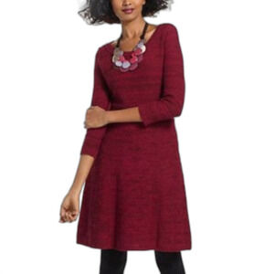 Sparrow Anthropologie Vinifera Deep Pink Knee Length Fit & Flare Sweater Dress M